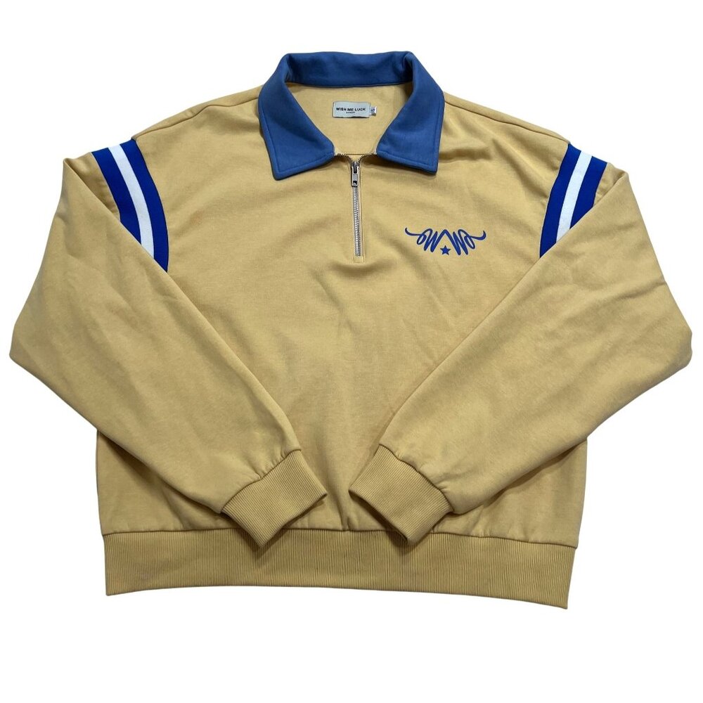 Wish Me Luck Quarter Zip Long Sleeve Polo in Yellow